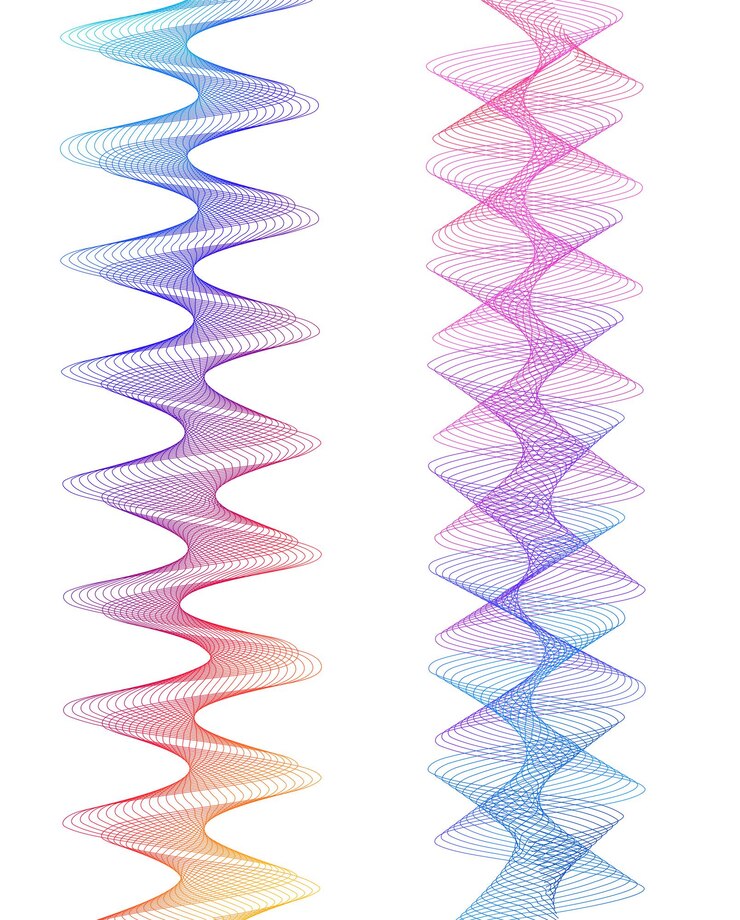 Vector elementos de diseño ola de muchas líneas rayas onduladas verticales abstractas sobre fondo blanco aislado arte de línea creativa ilustración vectorial eps 10 ondas coloridas con líneas creadas con la herramienta mezclar