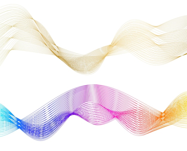 Elementos de diseño onda de muchas líneas brillantes círculo abstracto brillo forma ondulada sobre un fondo blanco aislado arte de línea creativa ilustración vectorial EPS 10 estilo art déco para invitación de boda