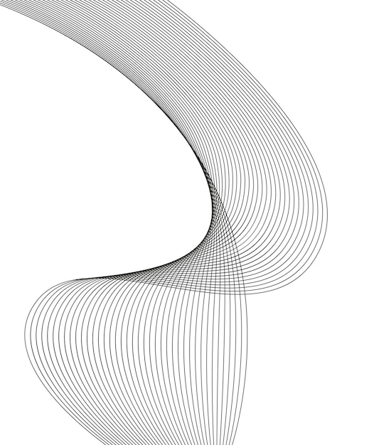 Elementos de diseño onda de muchas líneas grises rayas onduladas abstractas en fondo blanco aisladas arte de líneas creativas ilustración vectorial EPS 10 ondas brillantes negras con líneas creadas usando la herramienta de mezcla