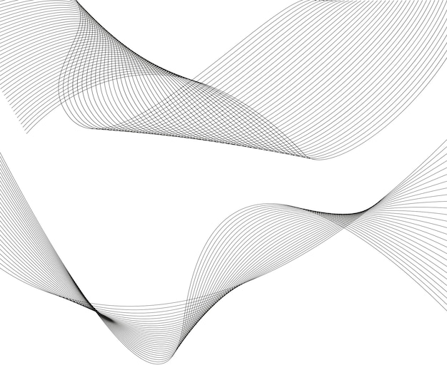 Vector elementos de diseño onda de muchas líneas grises rayas onduladas abstractas en fondo blanco aisladas arte de líneas creativas ilustración vectorial eps 10 ondas brillantes negras con líneas creadas usando la herramienta de mezcla
