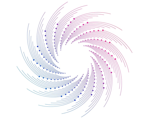 Elementos de diseño Onda de muchas líneas moradas anillo circular Rayas onduladas verticales abstractas sobre fondo blanco aislado Ilustración vectorial EPS 10 Ondas coloridas con líneas creadas con Blend Too