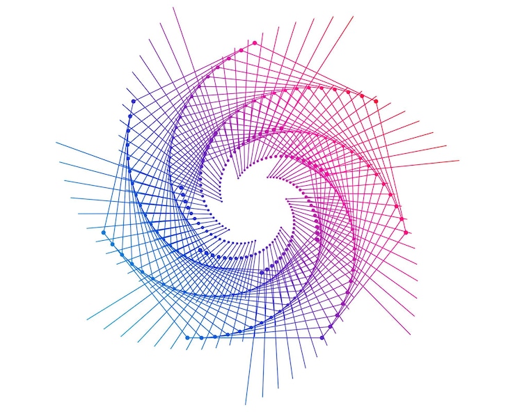 Vector elementos de diseño onda de muchas líneas moradas anillo circular rayas onduladas verticales abstractas sobre fondo blanco aislado ilustración vectorial eps 10 ondas coloridas con líneas creadas con blend too