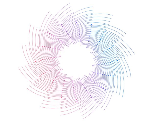 Elementos de diseño Onda de muchas líneas moradas anillo circular Rayas onduladas verticales abstractas sobre fondo blanco aislado Ilustración vectorial EPS 10 Ondas coloridas con líneas creadas con Blend Too