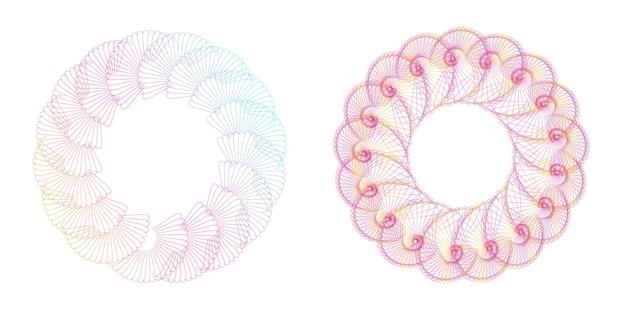 Elementos de diseño Onda de muchas líneas púrpuras anillo circular rayas onduladas verticales abstractas en blanco