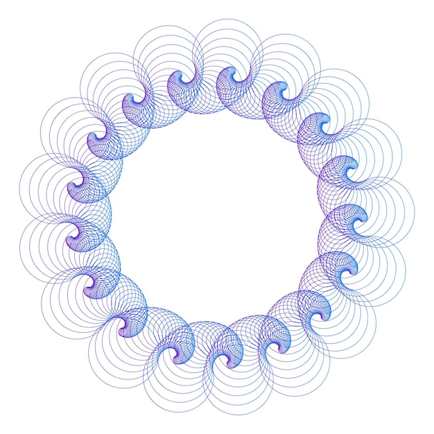 Elementos de diseño Onda de muchas líneas púrpuras anillo circular rayas onduladas verticales abstractas en blanco