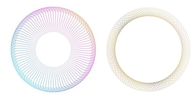 Elementos de diseño Onda de muchas líneas púrpuras anillo circular rayas onduladas verticales abstractas en blanco
