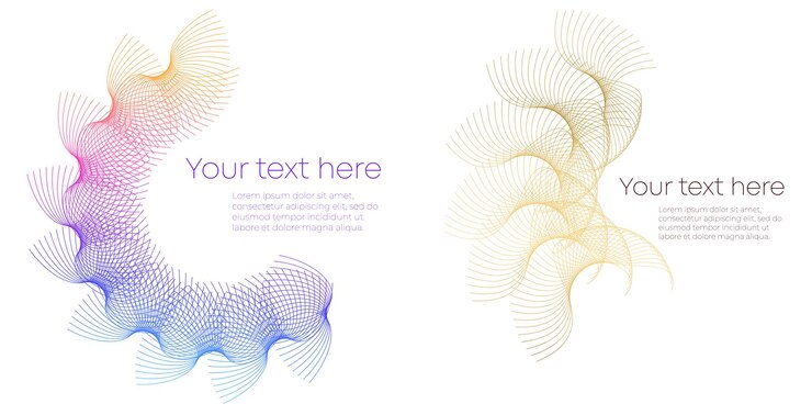 Vector elementos de diseño onda de muchas líneas púrpuras anillo circular rayas onduladas verticales abstractas en blanco