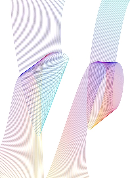 Elementos de diseño Onda de muchas líneas púrpuras anillo circular Rayas onduladas verticales abstractas sobre fondo blanco aislado Ilustración vectorial EPS 10 Ondas coloridas con líneas creadas con la herramienta Mezclar