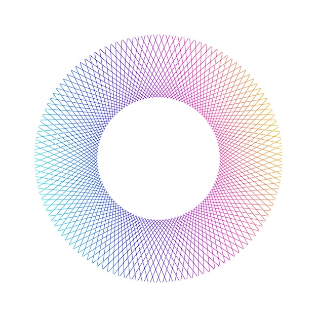 Elementos de diseño Onda de muchas líneas púrpuras anillo circular Rayas onduladas verticales abstractas sobre fondo blanco aislado Ilustración vectorial EPS 10 Ondas coloridas con líneas creadas con la herramienta Mezclar