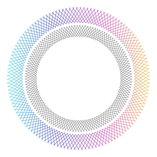 Elementos de diseño Onda de muchas líneas púrpuras anillo circular Rayas onduladas verticales abstractas sobre fondo blanco aislado Ilustración vectorial EPS 10 Ondas coloridas con líneas creadas con la herramienta Mezclar