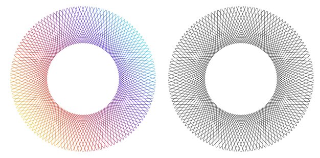 Elementos de diseño Onda de muchas líneas púrpuras anillo circular Rayas onduladas verticales abstractas sobre fondo blanco aislado Ilustración vectorial EPS 10 Ondas coloridas con líneas creadas con la herramienta Mezclar