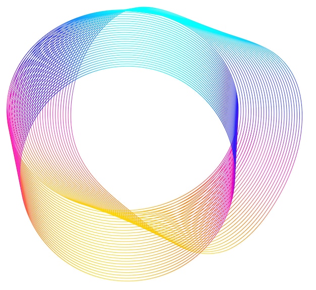 Elementos de diseño onda de muchas líneas púrpuras anillo circular rayas onduladas verticales abstractas sobre fondo blanco aislado ilustración vectorial eps 10 ondas coloridas con líneas creadas con la herramienta mezclar