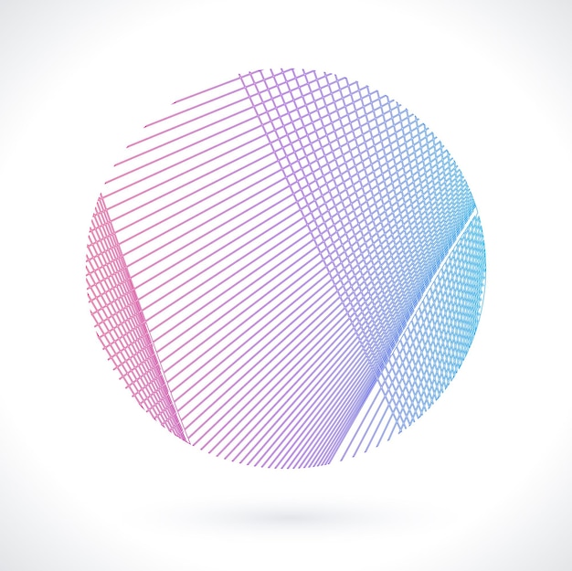 Elementos de diseño Onda de muchas líneas púrpuras anillo circular Rayas onduladas verticales abstractas sobre fondo blanco aislado Ilustración vectorial EPS 10 Ondas coloridas con líneas creadas con la herramienta Mezclar