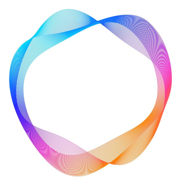 Elementos de diseño Onda de muchas líneas púrpuras anillo circular Rayas onduladas verticales abstractas sobre fondo blanco aislado Ilustración vectorial EPS 10 Ondas coloridas con líneas creadas con la herramienta Mezclar