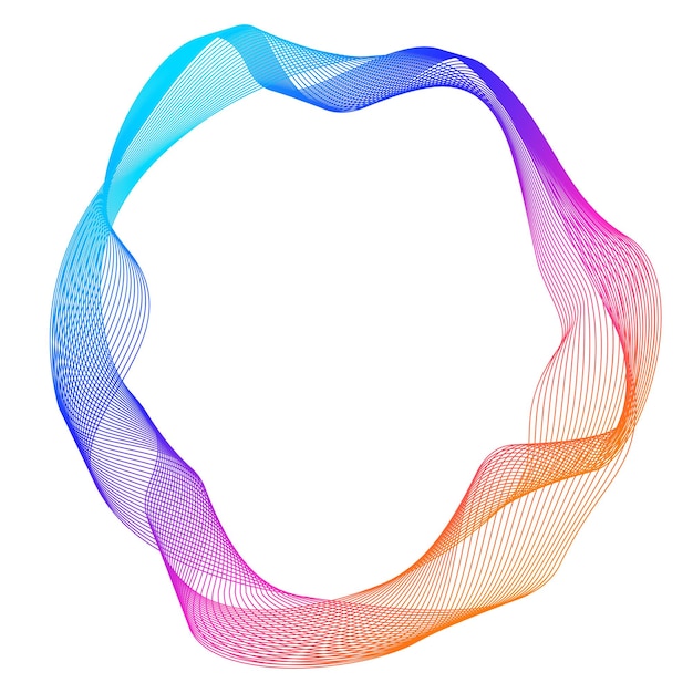 Elementos de diseño Onda de muchas líneas púrpuras anillo circular Rayas onduladas verticales abstractas sobre fondo blanco aislado Ilustración vectorial EPS 10 Ondas coloridas con líneas creadas con la herramienta Mezclar