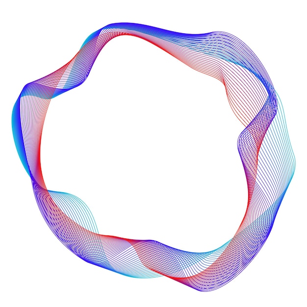 Elementos de diseño Onda de muchas líneas púrpuras anillo circular Rayas onduladas verticales abstractas sobre fondo blanco aislado Ilustración vectorial EPS 10 Ondas coloridas con líneas creadas con la herramienta Mezclar