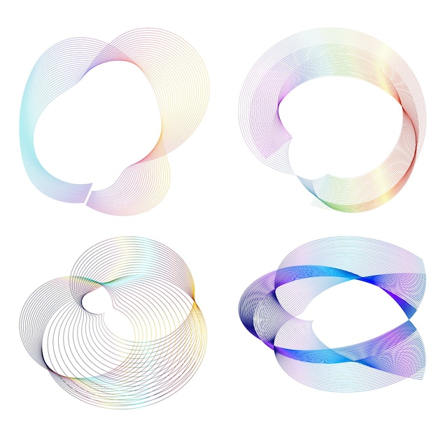 Elementos de diseño Onda de muchas líneas púrpuras anillo circular Rayas onduladas verticales abstractas sobre fondo blanco aislado Ilustración vectorial EPS 10 Ondas coloridas con líneas creadas con la herramienta Mezclar