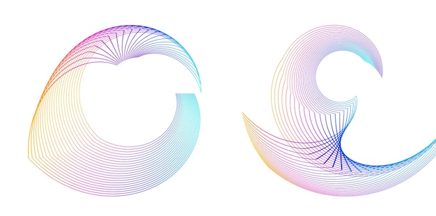 Elementos de diseño Onda de muchas líneas púrpuras anillo circular Rayas onduladas verticales abstractas sobre fondo blanco aislado Ilustración vectorial EPS 10 Ondas coloridas con líneas creadas con la herramienta Mezclar