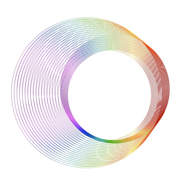 Elementos de diseño Onda de muchas líneas púrpuras anillo circular Rayas onduladas verticales abstractas sobre fondo blanco aislado Ilustración vectorial EPS 10 Ondas coloridas con líneas creadas con la herramienta Mezclar