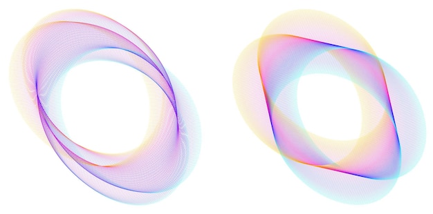 Elementos de diseño Onda de muchas líneas púrpuras anillo circular Rayas onduladas verticales abstractas sobre fondo blanco aislado Ilustración vectorial EPS 10 Ondas coloridas con líneas creadas con la herramienta Mezclar