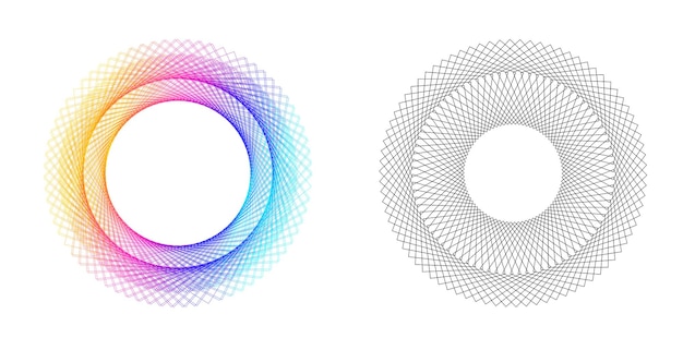 Vector elementos de diseño onda de muchas líneas púrpuras anillo circular rayas onduladas verticales abstractas sobre fondo blanco aislado ilustración vectorial eps 10 ondas coloridas con líneas creadas con la herramienta mezclar