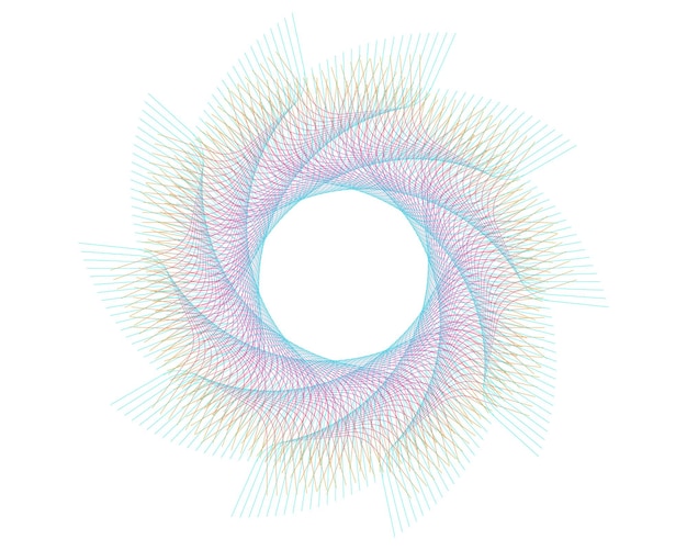 Elementos de diseño Onda de muchas líneas púrpuras anillo circular Rayas onduladas verticales abstractas sobre fondo blanco aislado Ilustración vectorial EPS 10 Ondas coloridas con líneas creadas con la herramienta Mezclar