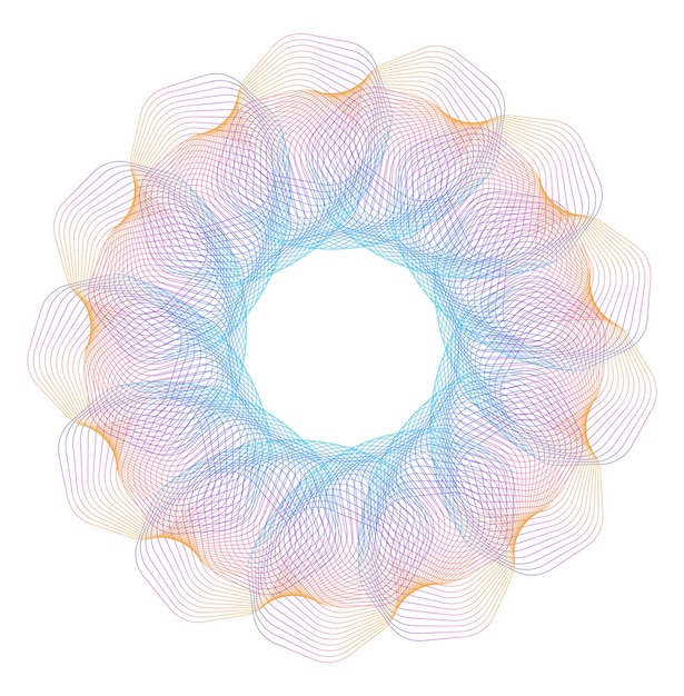 Elementos de diseño Onda de muchas líneas púrpuras anillo circular Rayas onduladas verticales abstractas sobre fondo blanco aislado Ilustración vectorial EPS 10 Ondas coloridas con líneas creadas con la herramienta Mezclar