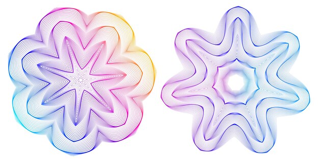 Elementos de diseño Onda de muchas líneas púrpuras anillo circular Rayas onduladas verticales abstractas sobre fondo blanco aislado Ilustración vectorial EPS 10 Ondas coloridas con líneas creadas con la herramienta Mezclar