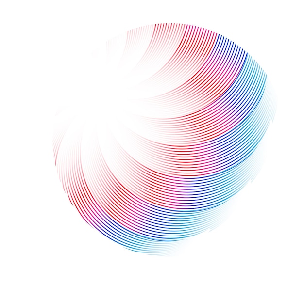 Elementos de diseño Onda de muchas líneas púrpuras anillo circular Rayas onduladas verticales abstractas sobre fondo blanco aislado Ilustración vectorial EPS 10 Ondas coloridas con líneas creadas con la herramienta Mezclar