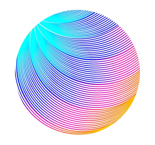 Elementos de diseño Onda de muchas líneas púrpuras anillo circular Rayas onduladas verticales abstractas sobre fondo blanco aislado Ilustración vectorial EPS 10 Ondas coloridas con líneas creadas con la herramienta Mezclar