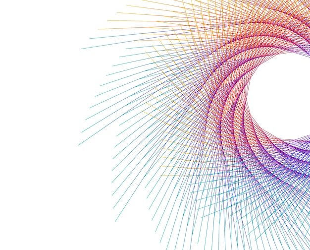 Elementos de diseño Onda de muchas líneas púrpuras anillo circular Rayas onduladas verticales abstractas sobre fondo blanco aislado Ilustración vectorial EPS 10 Ondas coloridas con líneas creadas con la herramienta Mezclar