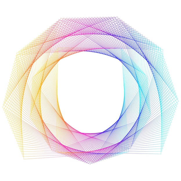 Elementos de diseño Onda de muchas líneas púrpuras anillo circular Rayas onduladas verticales abstractas sobre fondo blanco aislado Ilustración vectorial EPS 10 Ondas coloridas con líneas creadas con la herramienta Mezclar