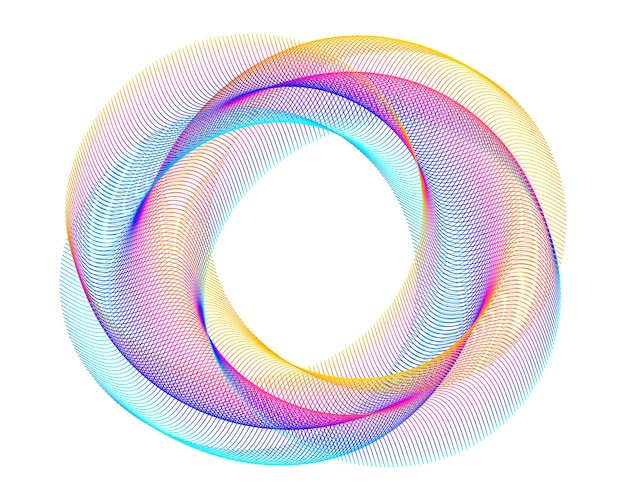 Elementos de diseño Onda de muchas líneas púrpuras anillo circular Rayas onduladas verticales abstractas sobre fondo blanco aislado Ilustración vectorial EPS 10 Ondas coloridas con líneas creadas con la herramienta Mezclar