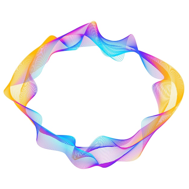 Elementos de diseño Onda de muchas líneas púrpuras anillo circular Rayas onduladas verticales abstractas sobre fondo blanco aislado Ilustración vectorial EPS 10 Ondas coloridas con líneas creadas con la herramienta Mezclar