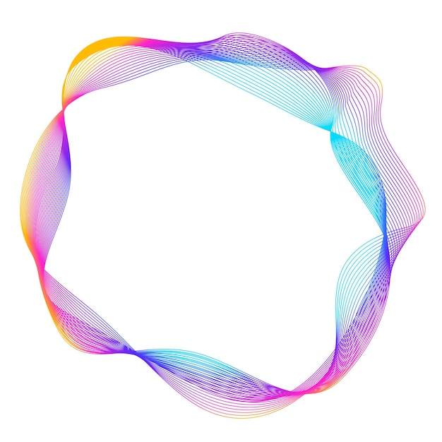 Elementos de diseño Onda de muchas líneas púrpuras anillo circular Rayas onduladas verticales abstractas sobre fondo blanco aislado Ilustración vectorial EPS 10 Ondas coloridas con líneas creadas con la herramienta Mezclar