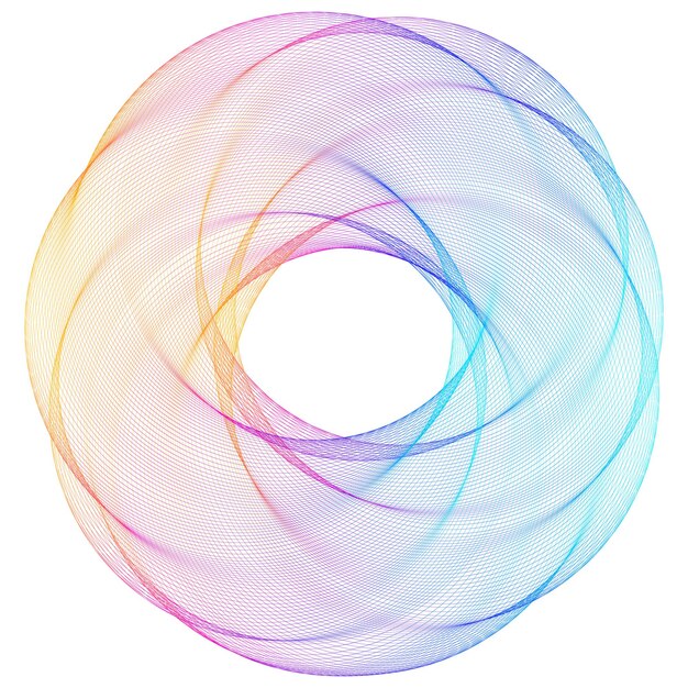 Elementos de diseño Onda de muchas líneas púrpuras anillo circular Rayas onduladas verticales abstractas sobre fondo blanco aislado Ilustración vectorial EPS 10 Ondas coloridas con líneas creadas con la herramienta Mezclar