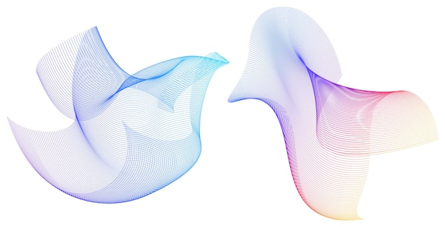 Elementos de diseño onda de muchas líneas rayas onduladas verticales abstractas en fondo blanco aisladas arte de líneas creativas ilustración vectorial EPS 10 ondas coloridas con líneas creadas usando la herramienta de mezcla