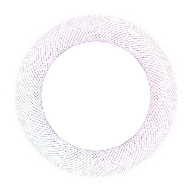 Elementos de diseño Onda de muchos puntos púrpura anillo círculo rayas onduladas verticales abstractas en blanco