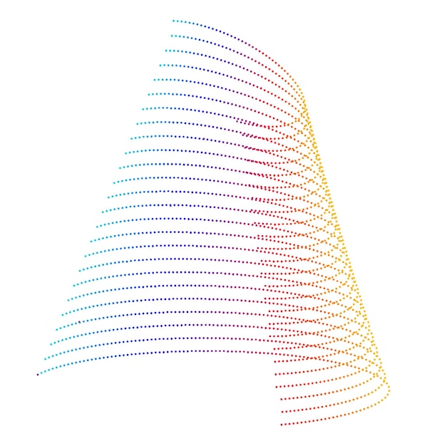 Elementos de diseño Ondas de muchas líneas punteadas púrpuras Rayas onduladas abstractas en fondo blanco aisladas Ilustración vectorial EPS 10 Ondas coloridas con líneas creadas usando la Herramienta de mezcla