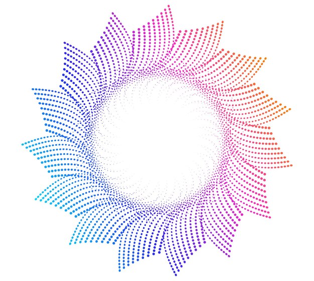 Elementos de diseño de ondas de muchas líneas púrpuras anillo circular con puntos rayas onduladas verticales abstractas