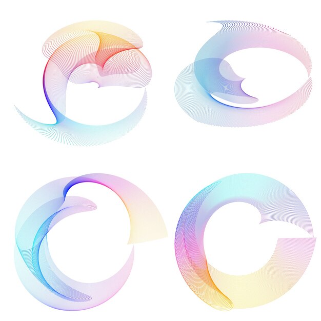Elementos de diseño Ondas de muchas líneas púrpuras anillo de círculo rayas onduladas verticales abstractas en fondo blanco aisladas Ilustración vectorial EPS 10 Ondas coloridas con líneas creadas usando la herramienta de mezcla