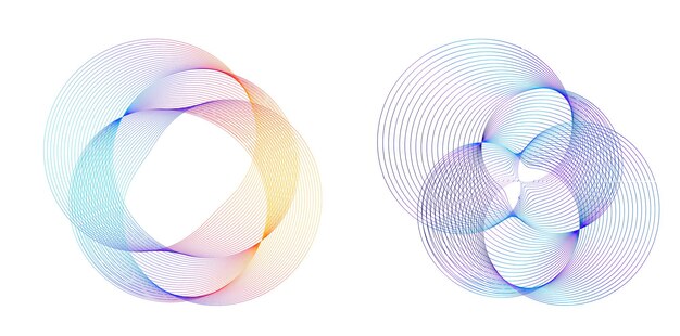 Elementos de diseño Ondas de muchas líneas púrpuras anillo de círculo rayas onduladas verticales abstractas en fondo blanco aisladas Ilustración vectorial EPS 10 Ondas coloridas con líneas creadas usando la herramienta de mezcla
