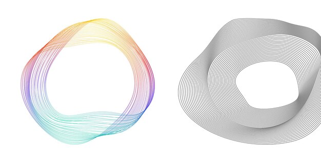 Elementos de diseño Ondas de muchas líneas púrpuras anillo de círculo rayas onduladas verticales abstractas en fondo blanco aisladas Ilustración vectorial EPS 10 Ondas coloridas con líneas creadas usando la herramienta de mezcla