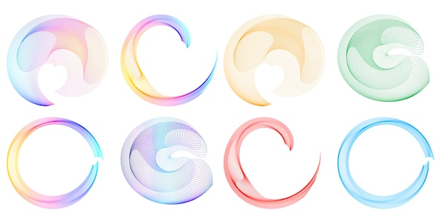 Elementos de diseño Ondas de muchas líneas púrpuras anillo de círculo rayas onduladas verticales abstractas en fondo blanco aisladas Ilustración vectorial EPS 10 Ondas coloridas con líneas creadas usando la herramienta de mezcla