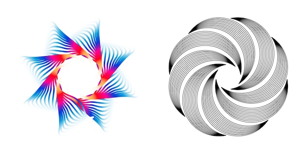 Elementos de diseño Ondas de muchas líneas púrpuras anillo de círculo rayas onduladas verticales abstractas en fondo blanco aisladas Ilustración vectorial EPS 10 Ondas coloridas con líneas creadas usando la herramienta de mezcla