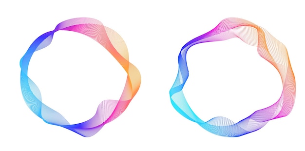 Elementos de diseño Ondas de muchas líneas púrpuras anillo de círculo rayas onduladas verticales abstractas en fondo blanco aisladas Ilustración vectorial EPS 10 Ondas coloridas con líneas creadas usando la herramienta de mezcla