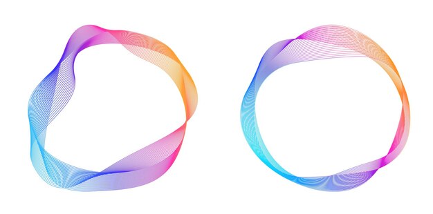 Elementos de diseño Ondas de muchas líneas púrpuras anillo de círculo rayas onduladas verticales abstractas en fondo blanco aisladas Ilustración vectorial EPS 10 Ondas coloridas con líneas creadas usando la herramienta de mezcla