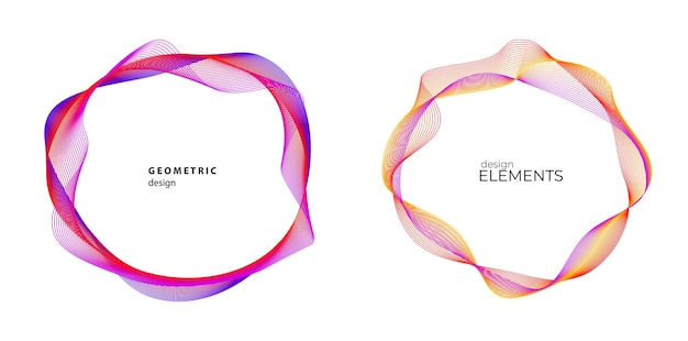 Elementos de diseño Ondas de muchas líneas púrpuras anillo de círculo rayas onduladas verticales abstractas en fondo blanco aisladas Ilustración vectorial EPS 10 Ondas coloridas con líneas creadas usando la herramienta de mezcla