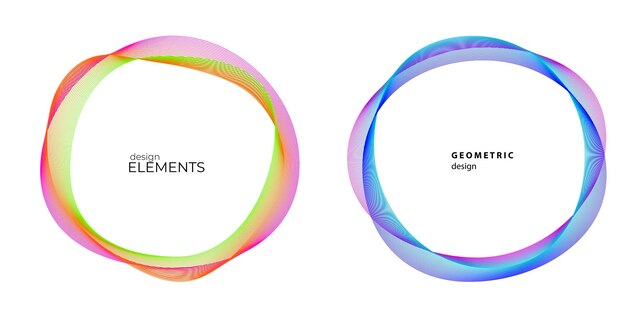 Elementos de diseño Ondas de muchas líneas púrpuras anillo de círculo rayas onduladas verticales abstractas en fondo blanco aisladas Ilustración vectorial EPS 10 Ondas coloridas con líneas creadas usando la herramienta de mezcla