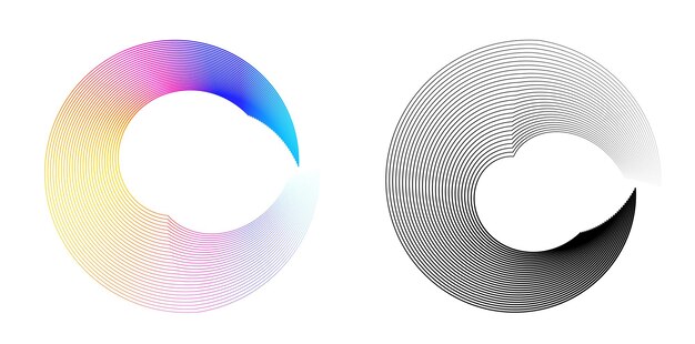Elementos de diseño Ondas de muchas líneas púrpuras anillo de círculo rayas onduladas verticales abstractas en fondo blanco aisladas Ilustración vectorial EPS 10 Ondas coloridas con líneas creadas usando la herramienta de mezcla